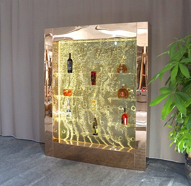 Luxury Golden Water Wall with Shelves